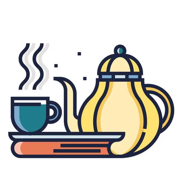 Чай с иллюстрацией LineColor — стоковый вектор