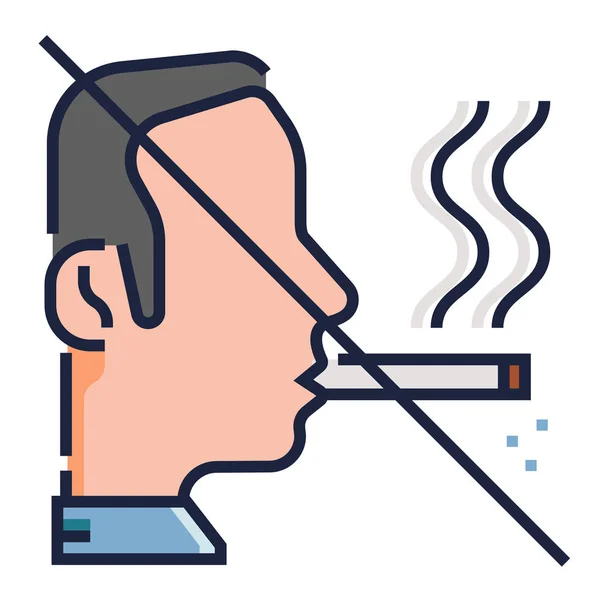 Não fumar LineColor ilustração — Vetor de Stock