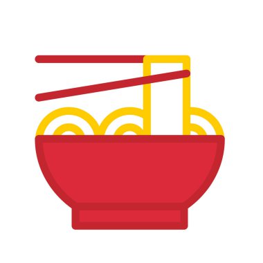 Çin noodle Linecolor illüstrasyon