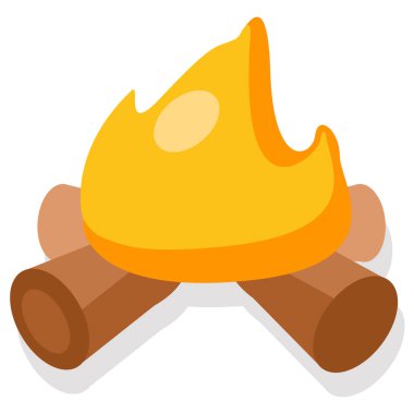 Kamp ateşi düz illüstrasyon