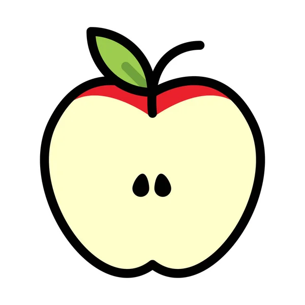 Połowę apple Linecolor ilustracja — Wektor stockowy