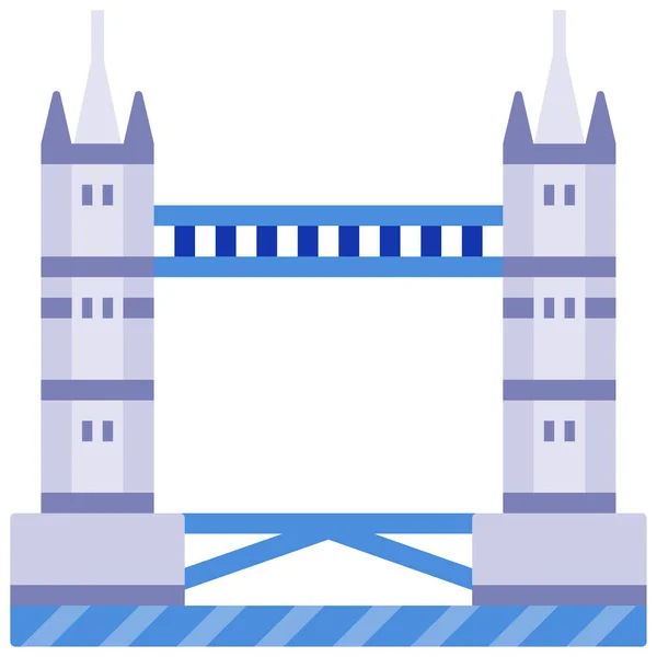 Tour pont illustration plate — Image vectorielle