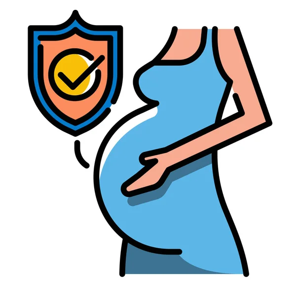 Sykeforsikring for mødre LineColor-illustrasjon – stockvektor