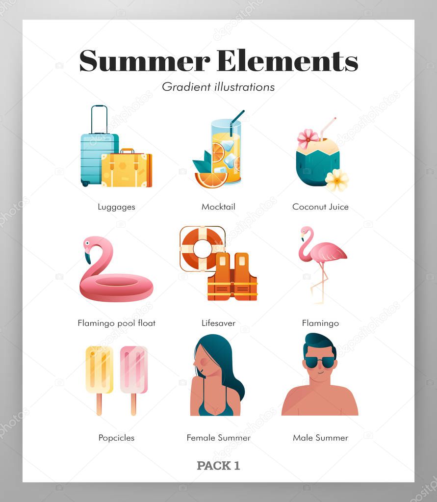 Summer elements icon pack
