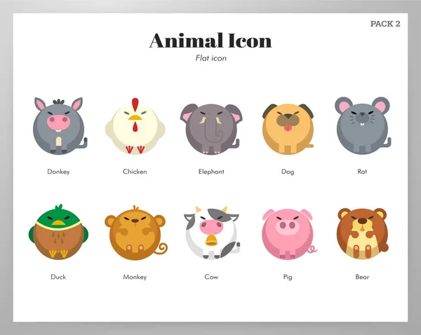 Animal icon flat pack — Stock Vector