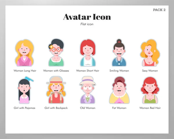 Plochá sada ikon avatarů — Stockový vektor