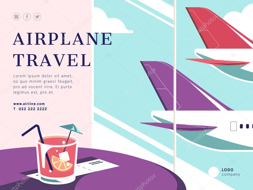 Airplane travel social media post layout