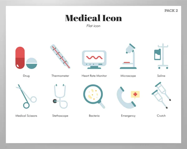 Paquete plano de iconos médicos — Vector de stock