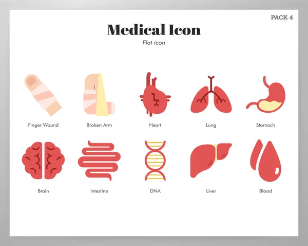 Paquete plano de iconos médicos — Vector de stock