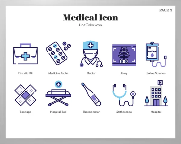 Iconos médicos LineColor pack — Vector de stock