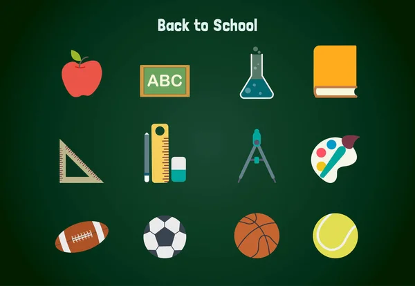 Back to school object illustration pack — Stock Vector