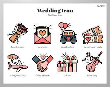 Düğün simgeleri Çizgi Rengi paketi