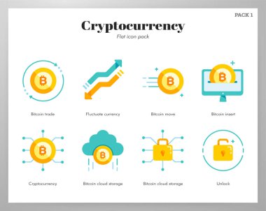 Düz renk tasarımlı kripto para birimi vektör çizimi