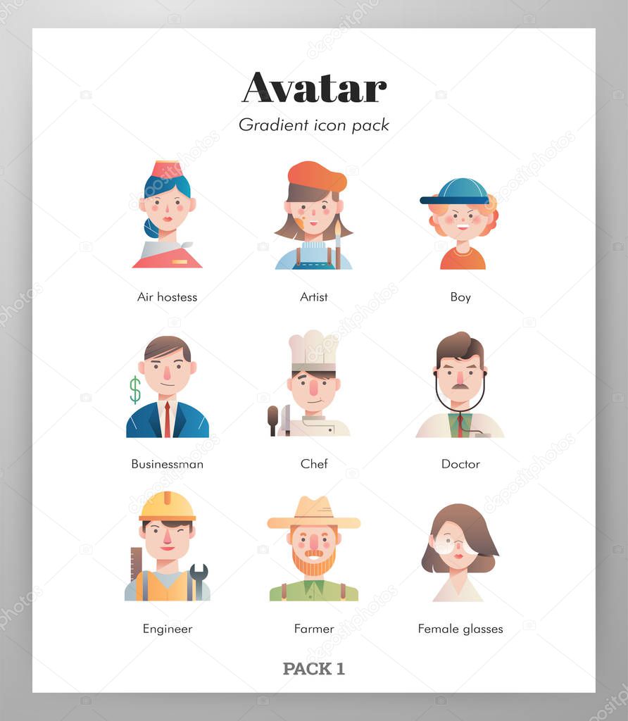 Avatar icons gradient pack