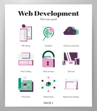 Düz renk tasarımında Web devolopment vektör çizimi