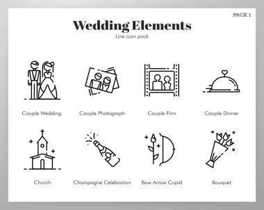Çizgi çiziminde düğün vektörü çizimi