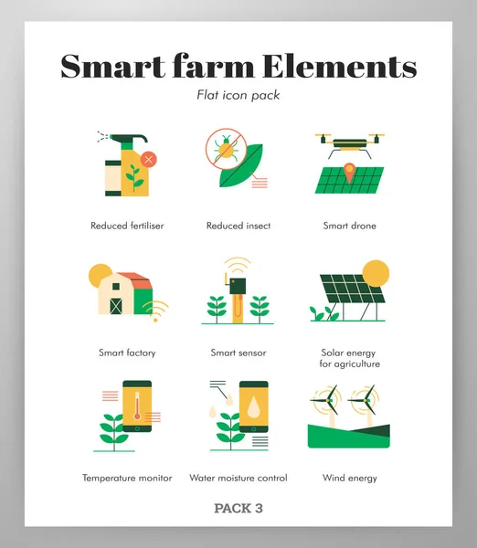 Smart Farm Vektor Illusztráció Lapos Színű Design — Stock Vector