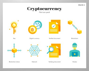 Cryptocurrency simgeleri düz paketi
