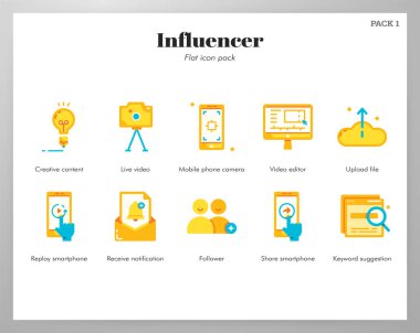 Influencer simgeleri düz paketi