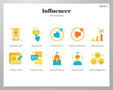 Influencer simgeleri düz paketi
