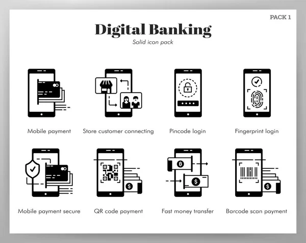 Dijital bankacılık simgeleri Katı paket