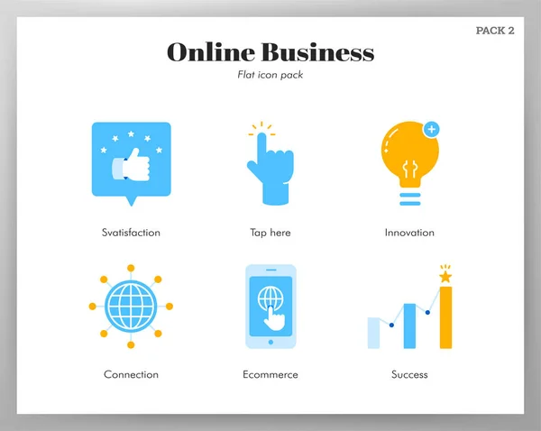 Icônes d'affaires en ligne pack plat — Image vectorielle