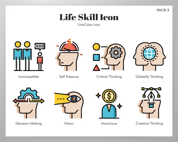 Life skill icons LineColor pack — Stock Vector