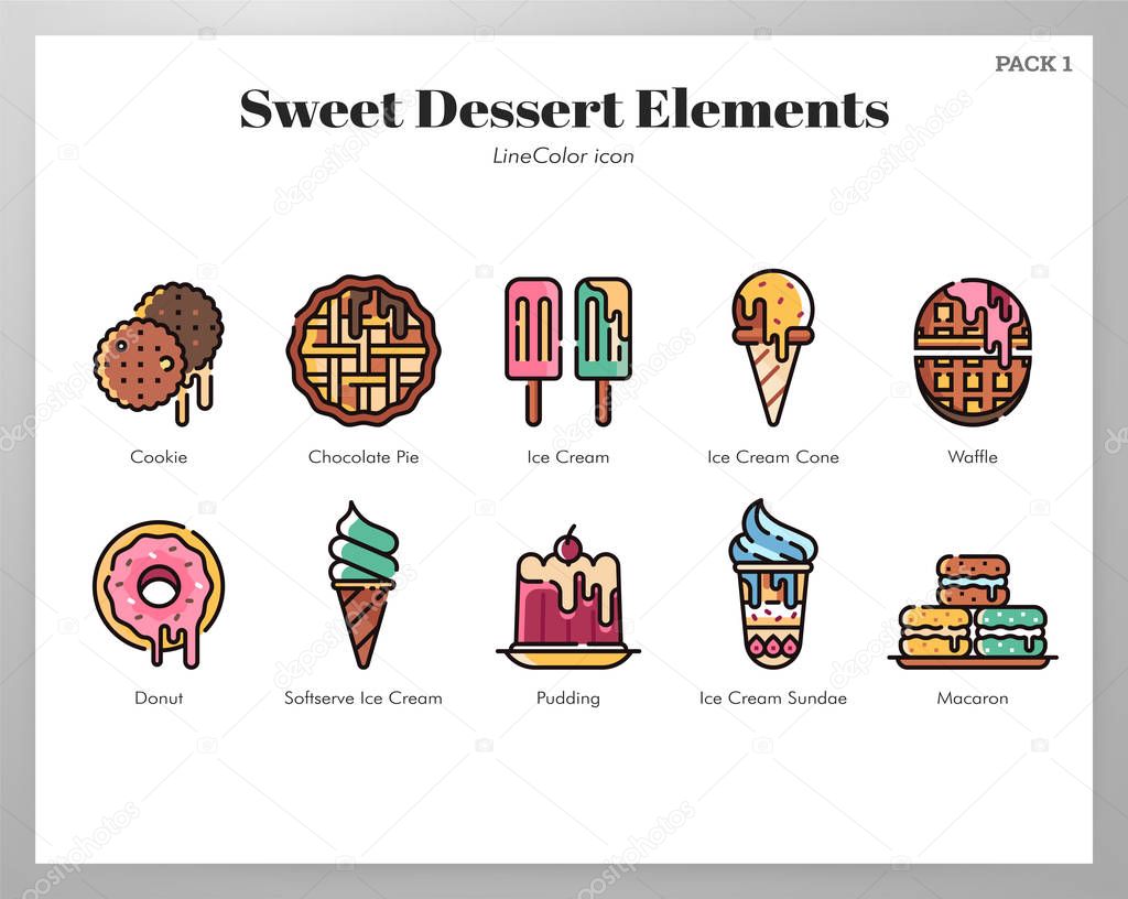 Sweet dessert elements LineColor pack
