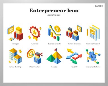 Entrepreneur icons Isometric pack clipart