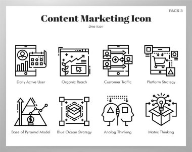 İçerik pazarlama simgeleri Satır paketi