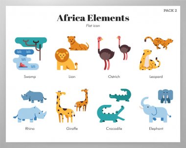 Africa elements flat pack vector Africa elements flat pack vector