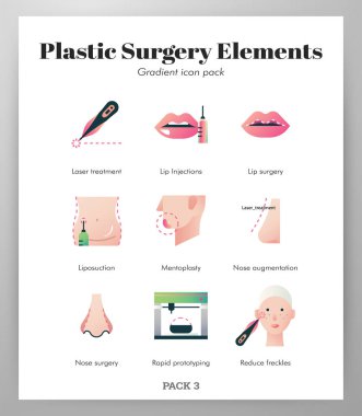 Plastic surgery elements gradient pack clipart