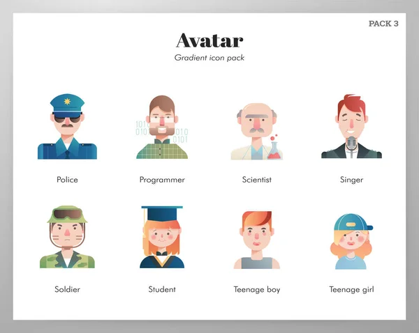 Barevná sada ikon avatarů — Stockový vektor