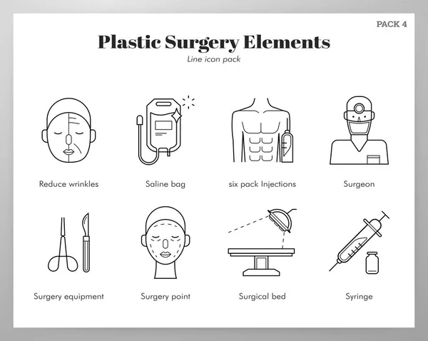 Elementy chirurgii plastycznej opakowanie liniowe — Wektor stockowy