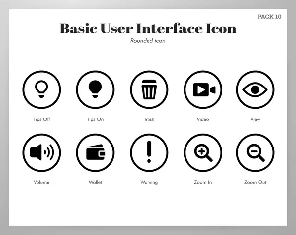 Icone UI di base confezione arrotondata — Vettoriale Stock