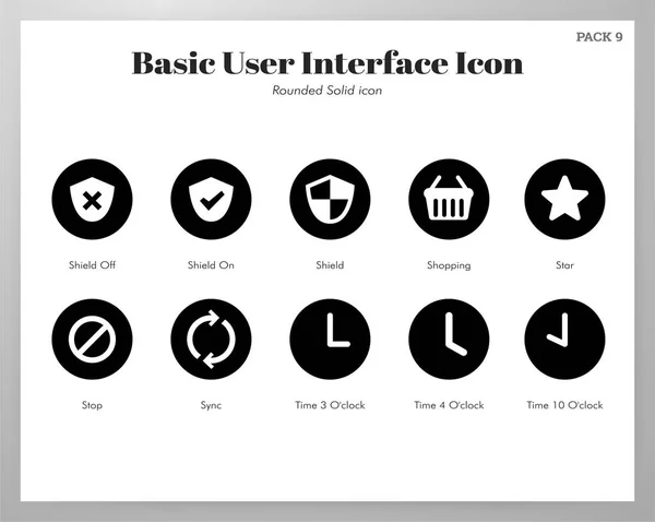 Icone UI di base arrotondate confezione solida — Vettoriale Stock