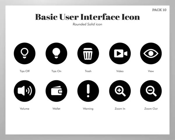 Icone UI di base arrotondate confezione solida — Vettoriale Stock