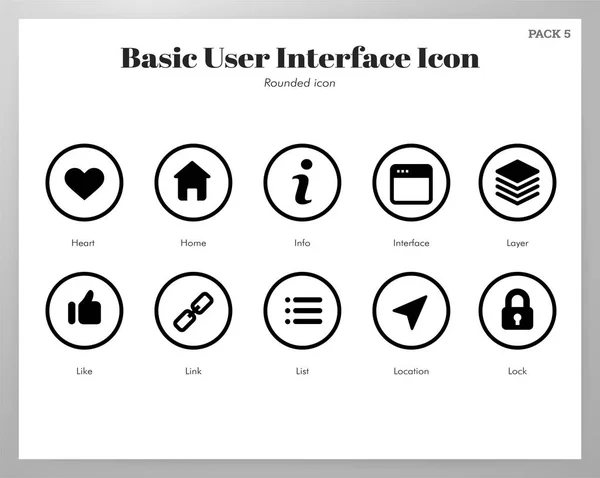 Icone UI di base confezione arrotondata — Vettoriale Stock