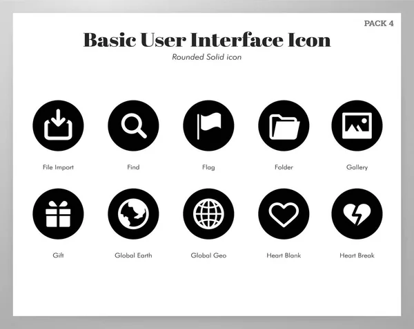 Icone UI di base arrotondate confezione solida — Vettoriale Stock