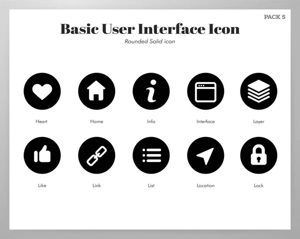 Temel UI simgeleri yuvarlak katı paketi