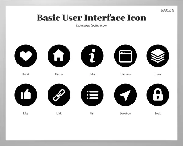 Icone UI di base arrotondate confezione solida — Vettoriale Stock
