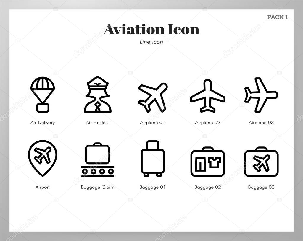 Aviation icons Line pack