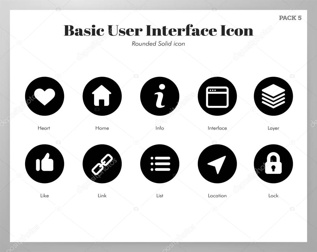 Basic UI icons rounded solid pack