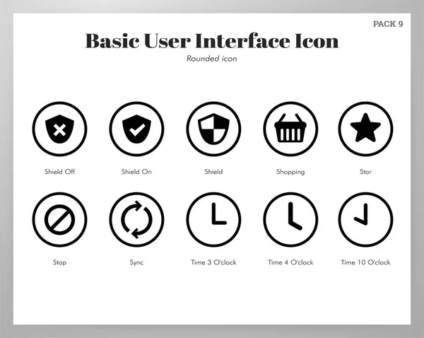 Icone UI di base confezione arrotondata — Vettoriale Stock