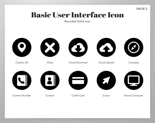 Icone UI di base arrotondate confezione solida — Vettoriale Stock