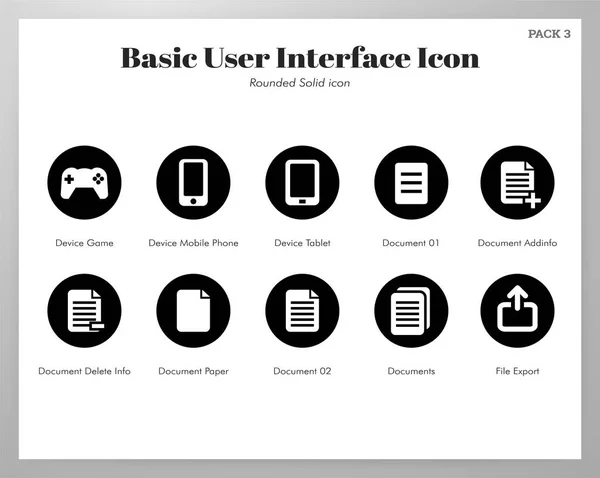 Icone UI di base arrotondate confezione solida — Vettoriale Stock