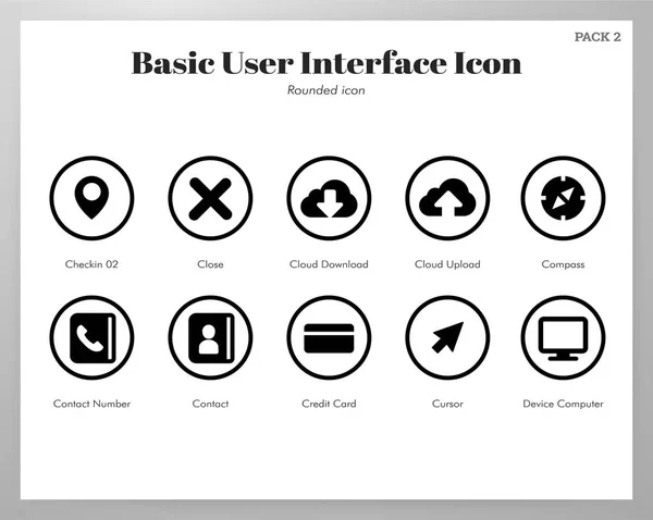 Icone UI di base confezione arrotondata — Vettoriale Stock