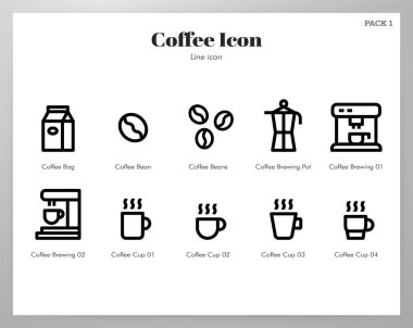 Kahve simgeleri hat paketi