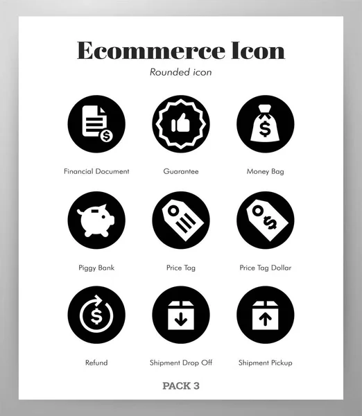 E-ticaret simgeleri yuvarlak paketi