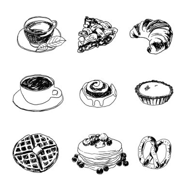 fırın ve kafe illüstrasyon paketi